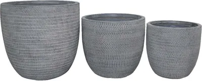 Immagine prodotto di Milani Home - set 3 vasi tondi in fibra sintetica grigio per interno esterno giardino e terrazzo