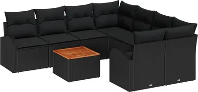 Produktbild von vidaXL Gartensofa-set 9 stk. Schwarz Poly-Rattan