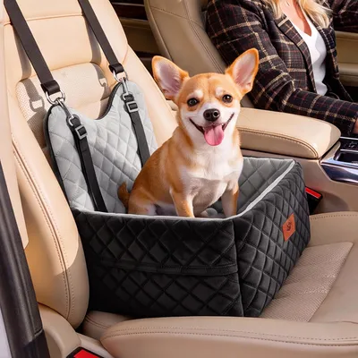 Produktbild von Hunde Autositz Hundesitz Hundeautositz für Unter 15 KG, Hundetasche mit 2 Sicherheitsgurte, Grau