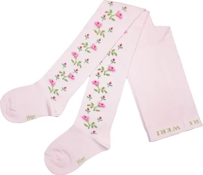 Produktbild von Kinderstrumpfhosen für Mädchen Rosenzweige Rosa Größe 152-164