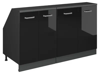 Produktbild von Küchenschrank für Dachschrägen Vicco R-Line Schwarz Hochglanz 140 cm 2er Set Schrankkorpuss 60 cm Tiefe, Model 60296