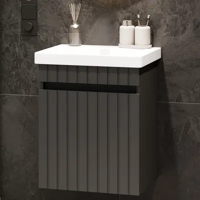 Produktbild von Planetmöbel Cosmia Waschtisch mit Schublade 50 cm & Waschbecken Anthrazit