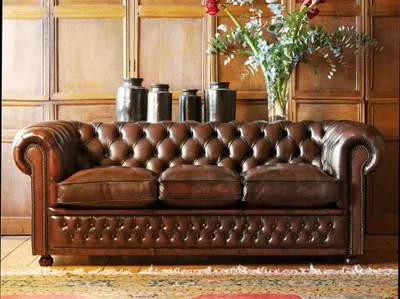 Obrázek produktu pro Čalouněná pohovka Chesterfield, kožená sofa, sedací souprava, model #139