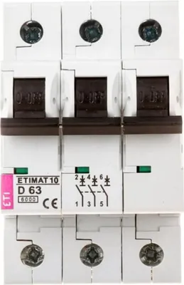 Image de Disjoncteur de protection de ligne 3P D 63A 6kA AC ETIMAT10 002155722