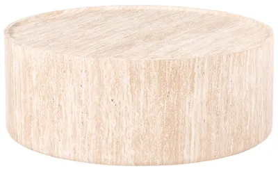 Produktbild von BELIANI Couchtisch Beige MDF Steinoptik Travertinoptik Rund ⌀ 80 cm Modernes Japandi Design Teetisch Sofatisch Kaffeetisch für Wohnzimmer