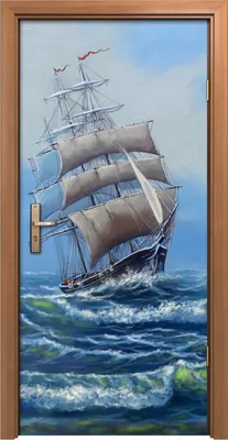 Produktbild von Türposter 90x200 cm Türaufkleber Türtapete Türfolie Klebefolie Schiff Meeres Gemälde Landschafts