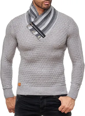 Produktbild von Red Bridge Herren Supple Strickpullover Pullover mit Klappkragen grau 2XL