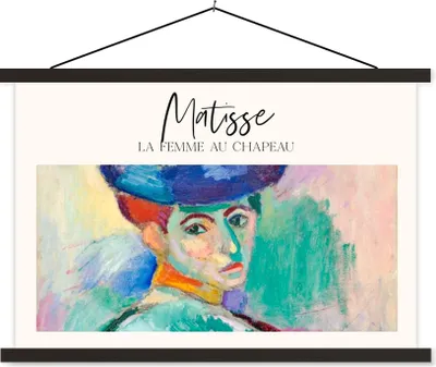 Produktbild von MuchoWow® Textilposter Gemälde - Matisse - La femme au chapeau 60x40 cm mit schwarzem Rahmen - Hölzernes