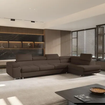 Produktbild von Masseno Ecksofa VICENTE mit Schlaffunktion L-Form, Sofa mit Bettkasten, Wohnzimmersofa, Couch, Soffa, Bettsofa, Couchgarnitur- Braun, QUELLE 25