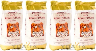 Produktbild von 4er Pack ROYAL TIGER Jasmin Duftreis (4x 1kg) | Jasmin Reis, ganz | Jasmine Rice AAA