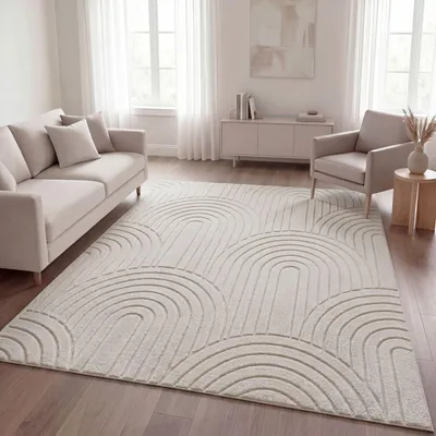 Produktbild von TT Home Wohnzimmer Teppich Schlafzimmer Hochflor Skandinavisches Design Unifarben Geometrisch Boho Style Modern Waschbar Größe 240x340 cm