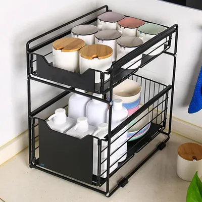 Produktbild von Organizer für das Waschbecken - Ausziehbare Schubladen - Schwarz