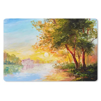 Produktbild von MuchoWow® Schreibtischunterlage Natur - Malerei - Baum - Wasser 60x40 cm - XXL Mauspad - Großes Mauspad
