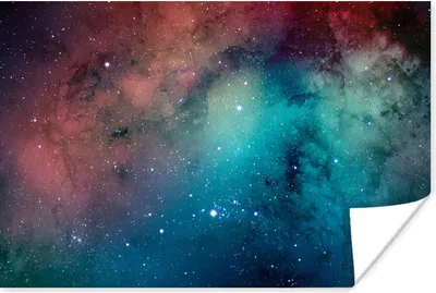 Produktbild von MuchoWow® Poster Aquarell - Sternenhimmel - Blau - Orange 120x80 cm - Bilder