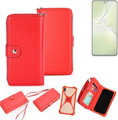 Produktbild von K-S-Trade 2in1 Schutzhülle Portemonnee Handyhülle mit Bumper kompatibel mit Oppo K12x 5G CPH2667 Hülle Case Etui Geldbörse Smartphone rot (1x)