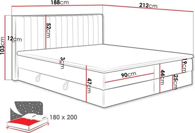 Produktbild von MIRJAN24 Boxspringbett Harmony, Polsterbett mit zwei Bettkästen, Doppelbett mit Topper, Stilvoll Schlafzimmer (Soro 24, Größe: 180x200 cm)