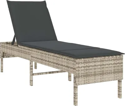 Produktbild von vidaXL Sonnenliege mit Auflage Hellgrau 55x200x44 cm Poly Rattan