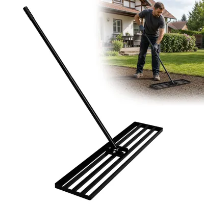 Produktbild von GIHAUVIA Rasen Rakel 75x25 cm Aluminium Rasenrakel Rasen Rakel Unebenheiten im Rasen ausgleichen Leveler Gartengerät zum Rasen Sanden Schwarz