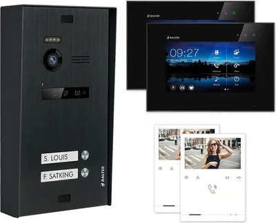 Produktbild von BALTER EVO Aufputz Schwarz 7" Monitor Schwarz + Quick Video Türsprechanlage Set für 2 Familienhaus
