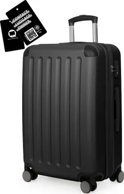 Immagine prodotto di HAUPTSTADTKOFFER Spree - Valigia da viaggio 65 cm espandibile + etichetta bagaglio digitale, valigia rigida Hardcase Luggage ABS -TSA - 74 L, nera