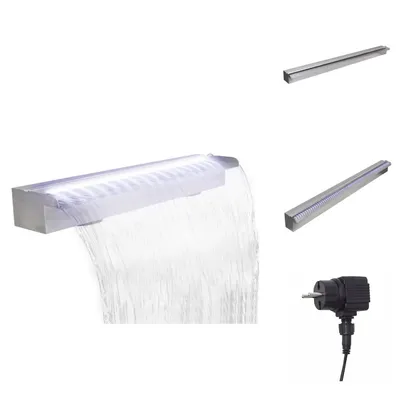Zdjęcie produktu dla vidaXL Basenowa fontanna wodospadowa z diodami LED prostokątna stal nierdzewna 90 cm - Fontanny i wodospady