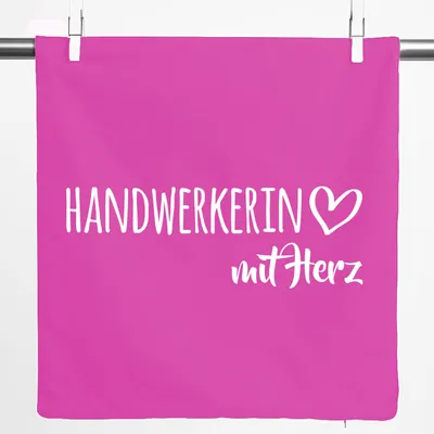 Produktbild von Huuraa Kissenbezug Handwerkerin mit Herz 40x40cm Fuchsia Baumwolle Dekokissenbezug Geschenkidee