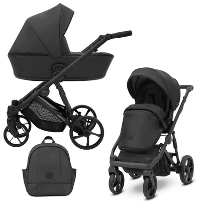 Image de Kunert ARIZO 2in1 Poussette éco-cuir en noir, nacelle et accessoires