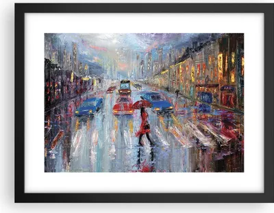 Produktbild von Gerahmtes Poster - Schwarzer Rahmen - Acryl Stadt Regen - 40x30 cm - Wand Bild - Wanddeko - Wandbilder - Kunstposter - Wandposter - Bilderrahmen - Bilder - Kunstdruck - Wandbild - P2BAA40x30-4251