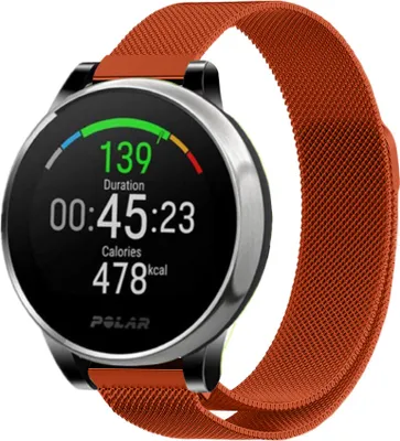 Produktbild von Strap-it Milanese Armband - Kompatibel mit Polar Grit X Armband Ersatzarmband Edelstahl Armband mit Magnetverschluss Sportuhr zubehör für smartwatch 22mm Armband Orange