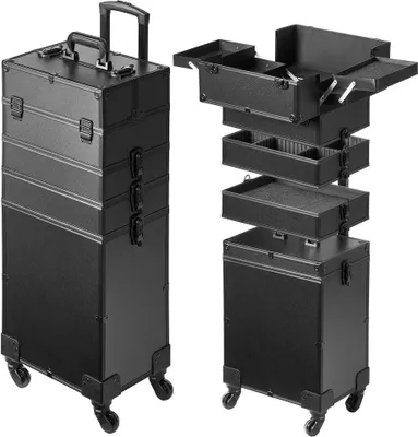 Produktbild von Kosmetikbox mit Wärmeisolierungsschicht - Make-Up-Tasche aus MDF+ Aluminiumrahmen - Robust und Verschleißfest - SchminkkofferSchminktasche Kosmetikbeutel - Make-up-Organizer - 353x253x745mm
