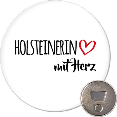 Produktbild von Huuraa Magnet Holsteinerin mit Herz 59mm Kühlschrankmagnet rund Flaschenöffner Geschenkidee