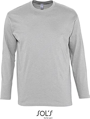 Immagine prodotto di SOLs 11420 | Maglietta da uomo Monarch a maniche lunghe - Colore: Grigio Melange - Taglia: 4XL