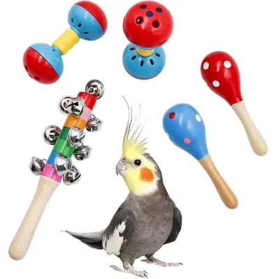Produktbild von Buntes Vogel Glockenspiel Spielzeug 5er Set für Vogelkäfige