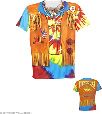 Zdjęcie produktu dla Fotorealistyczna koszulka męska rozmiar M-XL - Flower Power Hippie rozmiar M/L