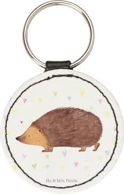 Produktbild von Mr. & Mrs. Panda Anhänger Igel Herzen - Weiß - Geschenk, Lustige Sprüche, Schlüsselanhänger, Kuss, Vertrauen, Taschenanhänger, motiv, schlüssel, mini, Herz, Liebe