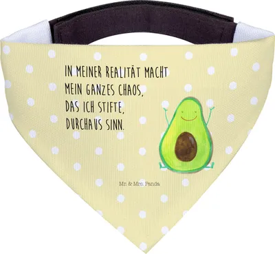 Produktbild von Mr. & Mrs. Panda Dreieckstuch Avocado Glücklich - Gelb Pastell - Geschenk, Frucht, Chaos, Halstuch Für Hunde, Hund, Bandana, Hundehalstuch, Chaotisch