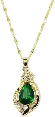 Produktbild von XFSRG Exquisite Gold Halskette mit Smaragd Anhänger Mädchen Schmuck für Kommunio