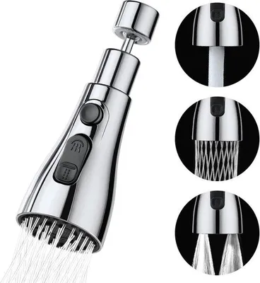 Obrázek produktu pro 2 kusy sprchové hlavice, 3 režimy, baterie do kuchyně a koupelny, otočná o 360 stupňů úsporná jednotka pro baterie do kuchyně a koupelny