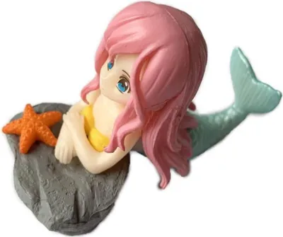 Image de Habarri | Figurine miniature - Figurine pour maison miniature - Sirène sur un rocher - Figurine pour enfants à partir de 3 ans
