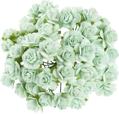 Produktbild von ROSEN Geöffnete 25mm 25 Stk. Scrapbooking Maulbeerpapier Blumen Flowers, minze