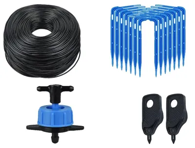 Immagine prodotto di Sistema di irrigazione a goccia, lunghezza regolabile, irrigazione efficiente, kit Hx20m a 2 vie