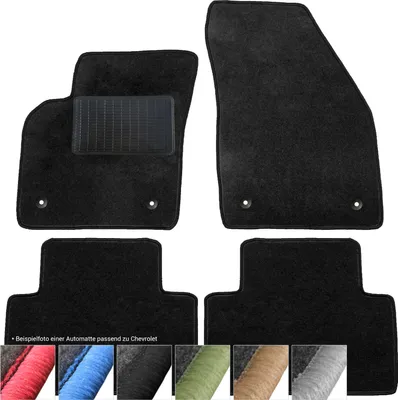 Produktbild von moto-MOLTICO Fußmatten Auto Velours Autoteppiche Schwarz Automatten Set 4-teilig passend für Chevrolet Cruze 2009-2016 (Schwarze - Ziernähte)