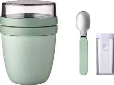 Produktbild von Mepal | Klapplöffel Set mit Lunchpot Mini Ellipse | praktischer Joghurt- & Müslibecher | Unterteilung für Joghurt & Müsli | geeignet für Gefrierschrank, Mikrowelle & Spülmaschine | Nordic Sage