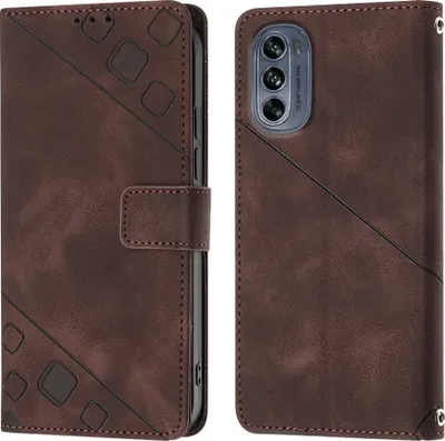 Obrázek produktu pro Pouzdro pro Motorola Moto G62 5G vyražené Flip kožené peněženkové pouzdro s funkcí stojánku Hnědý