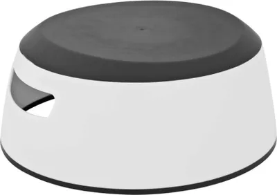 A white and dark gray step stool.