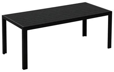Image de Table de jardin - Table en plastique - 190 x 84,5 x 72 cm - Résistante aux intempéries - Structure en aluminium - Polybois - Noir