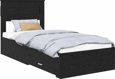 Obrázek produktu pro vidaXL Rám postele černý dubový vzhled 100 x 200 cm materiál na bázi dřeva