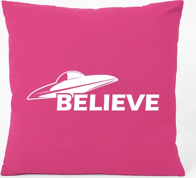 Produktbild von Huuraa Kissen UFO Believe 40x40cm mit Füllung Fuchsia Baumwolle Dekokissen Geschenkidee