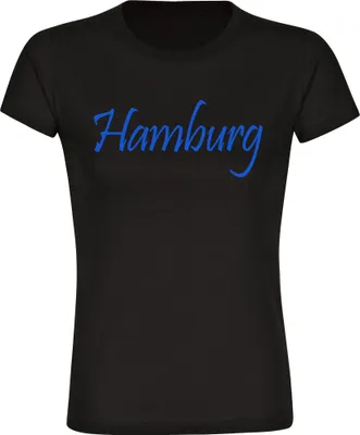 Produktbild von multifanshop Damen T-Shirt - Hamburg - Schriftzug, schwarz, Größe XL