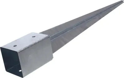 Produktbild von NAJDER Stützhalterung für Druckpfähle, Druckmuffe Bodenverankerung für quadratische Holzpfähle 50 x 50 mm, Länge 600 mm, feuerverzinkter Stahl, zur Befestigung von Holzpfählen im Boden.